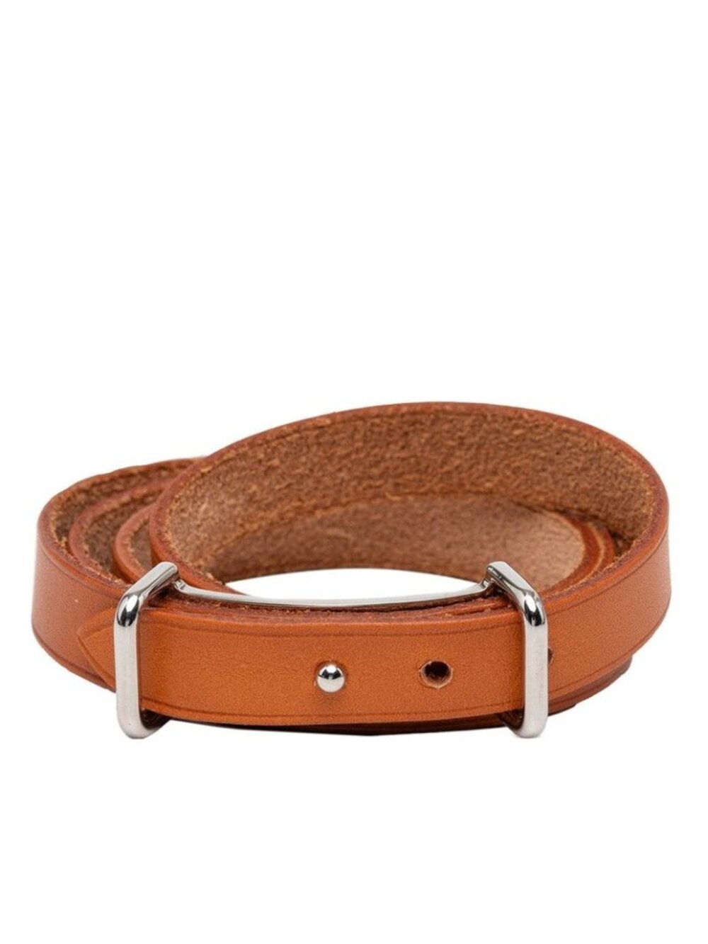 Hermes Hapi 2 Long Bracelet Brown Leather Metal